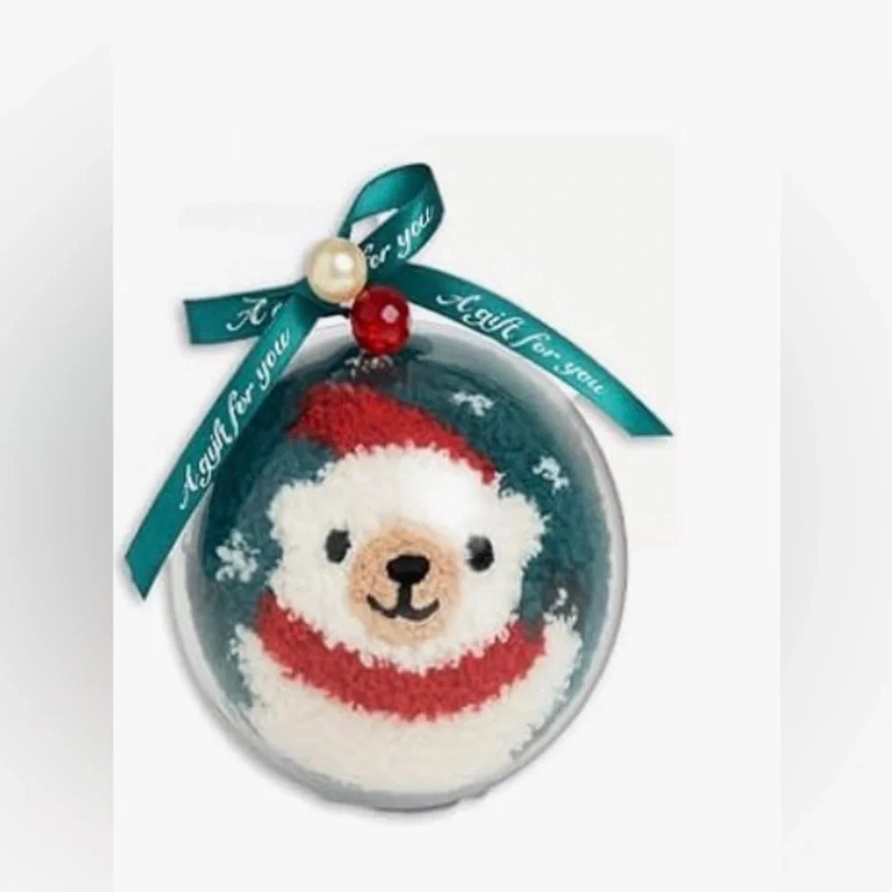New Christmas Festive Bear Ornament Gift with Ribbon